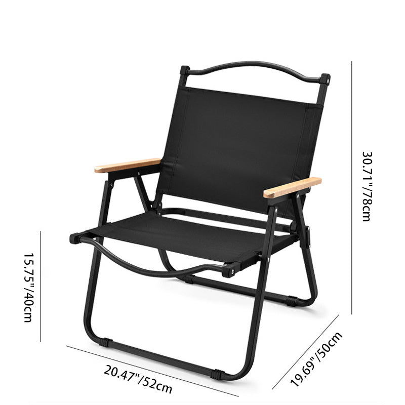 Modern Minimalist Square Fabric Carbon Steel Beech Wood Backrest Armrest Folding Chair For Outdoor | Stornfield