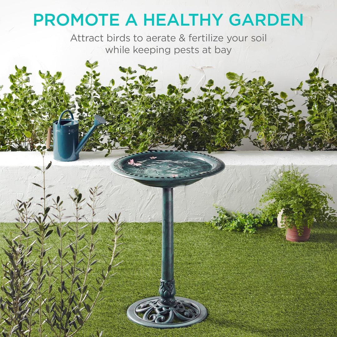 Stornfield | Garden Bird Bath with Fleur-de-Lis Decoration