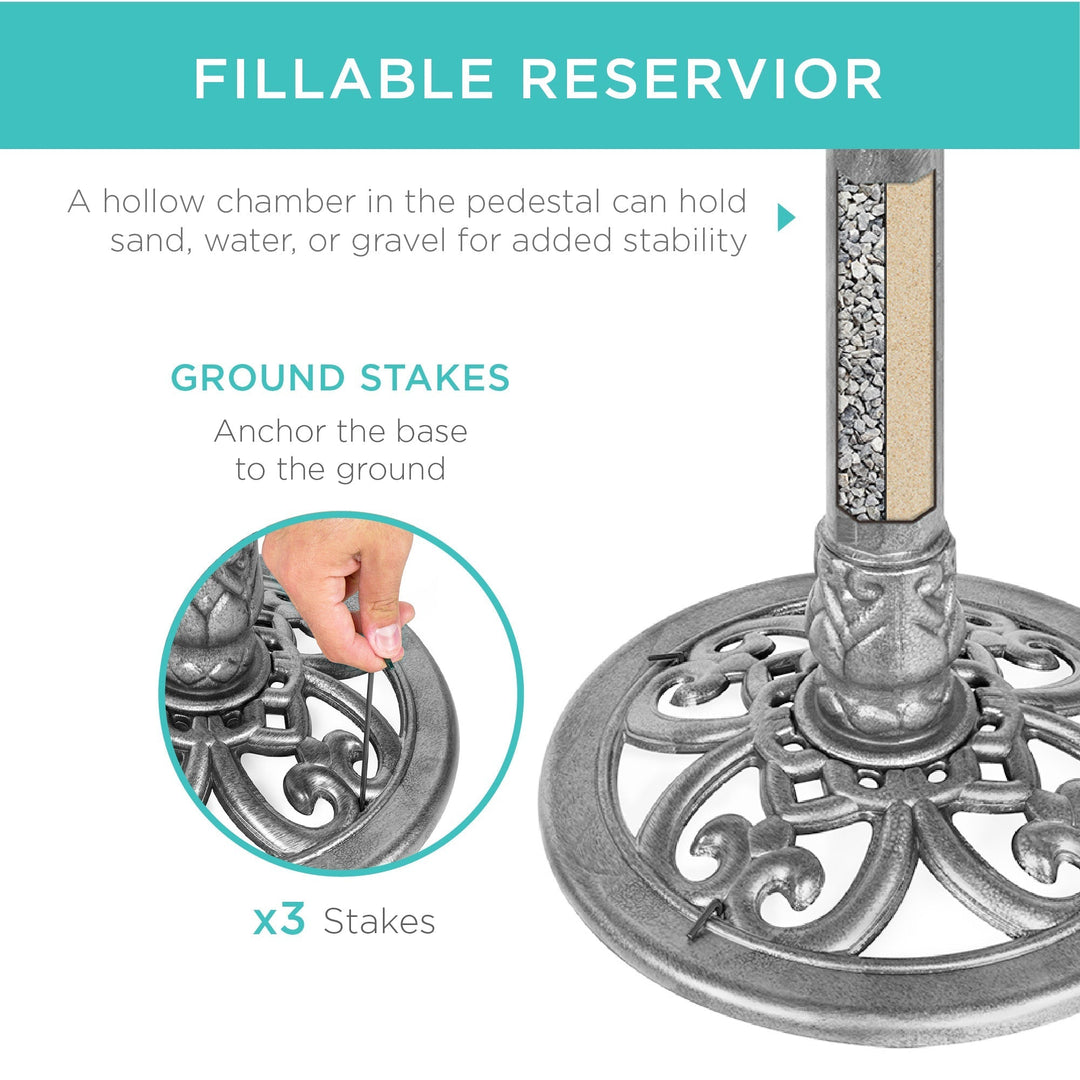Stornfield | Garden Bird Bath with Fleur-de-Lis Decoration