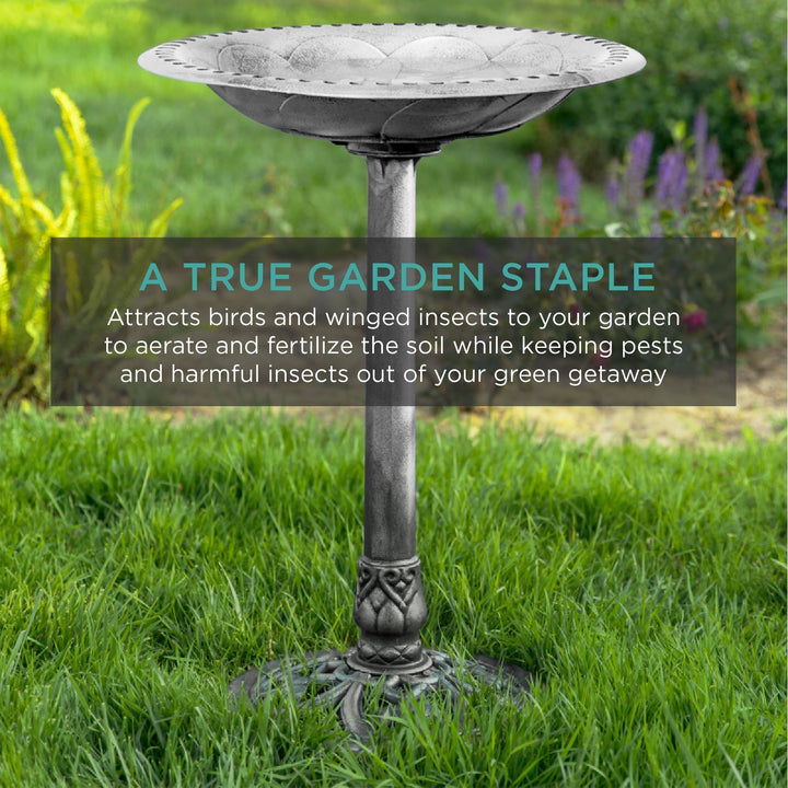 Stornfield | Garden Bird Bath with Fleur-de-Lis Decoration