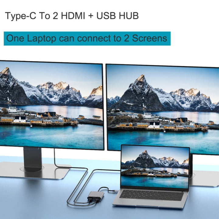 Stornfield | 4-in-1 USB-C Hub Adapter to Dual HDMI + USB + USB-C