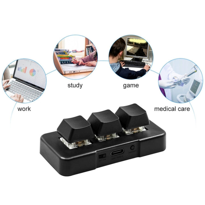 Stornfield | MK321BT Bluetooth 5.1 3 Programmable Keys Gaming Keyboard Office PS Macro Programming Clip (Black)