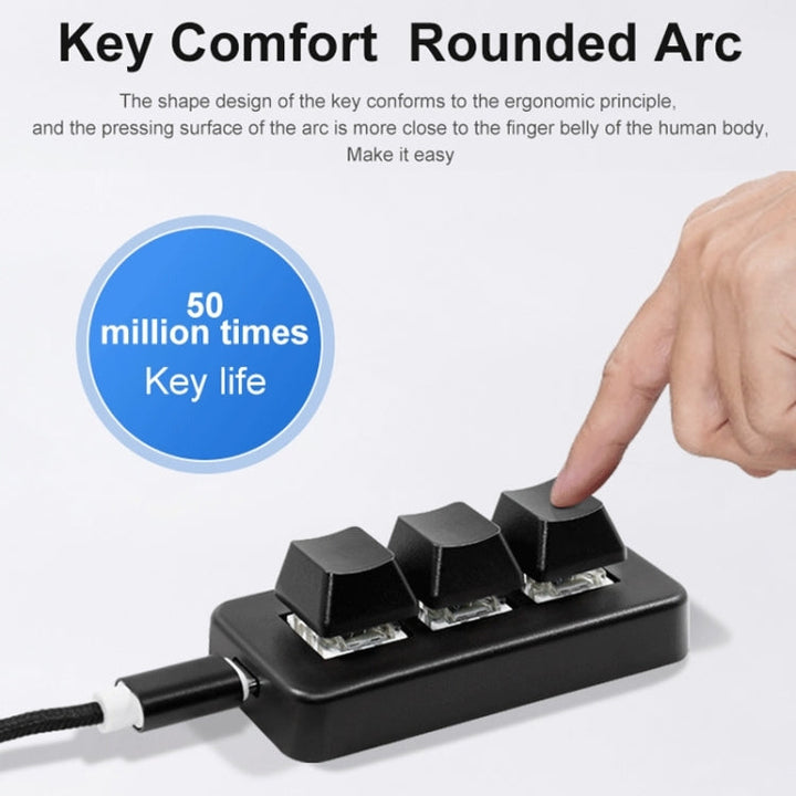 Stornfield | MK321BT Bluetooth 5.1 3 Programmable Keys Gaming Keyboard Office PS Macro Programming Clip (Black)
