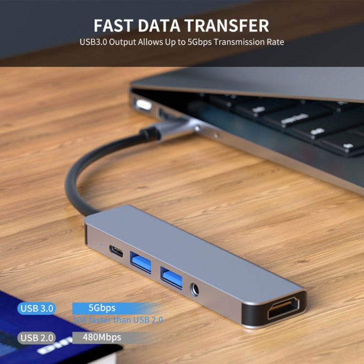 Stornfield | ENKAY Chapeau-Prince 5 in 1 Type-C Hub 4K HDMI Converter Docking Station 3.5mm Audio Jack Adapter