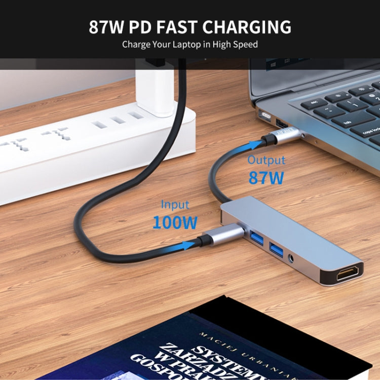 Stornfield | ENKAY Chapeau-Prince 5 in 1 Type-C Hub 4K HDMI Converter Docking Station 3.5mm Audio Jack Adapter