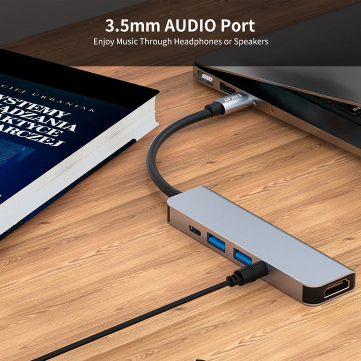 Stornfield | ENKAY Chapeau-Prince 5 in 1 Type-C Hub 4K HDMI Converter Docking Station 3.5mm Audio Jack Adapter