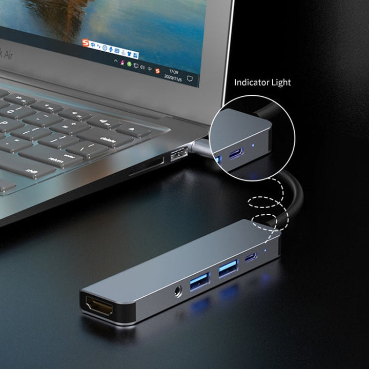 Stornfield | ENKAY Chapeau-Prince 5 in 1 Type-C Hub 4K HDMI Converter Docking Station 3.5mm Audio Jack Adapter