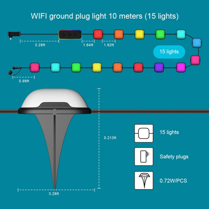 Stornfield | CP01 Outdoor WIFI Smart Garden Light APP Control Music Sync Outdoor Floor Lights (US Plug)