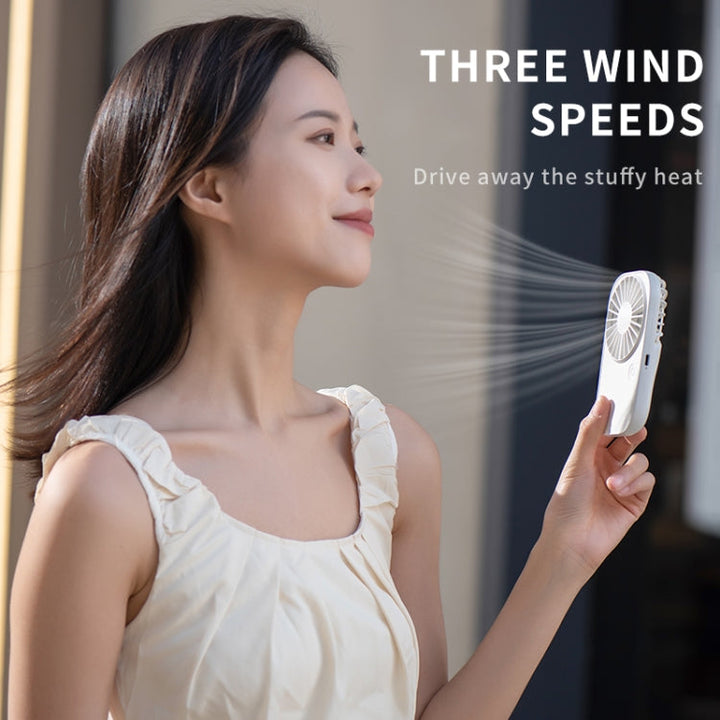 F11 Portable Rechargeable Hanging Neck Fan Cooling Handheld Fan 3 Speeds Desk Fan(White) | Stornfield