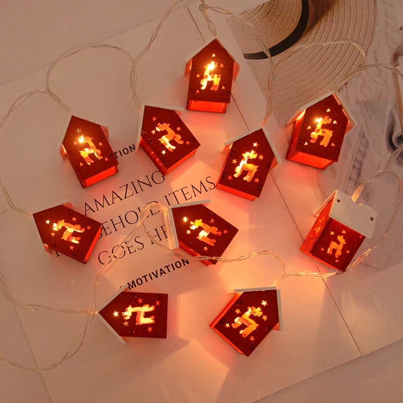 Bright Wooden Christmas Tree Decoration – LED String Lights for Festive Illumination | Stornfield
