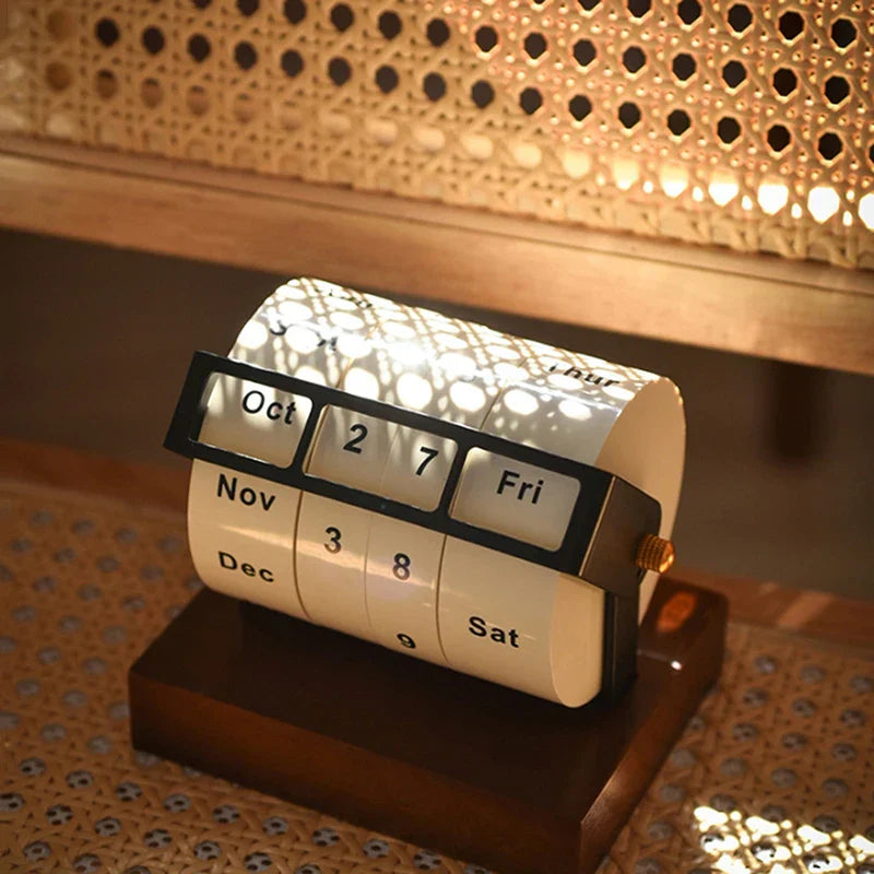 Mid-Century Rotating Wooden Perpetual Desk Calendar | Stornfield