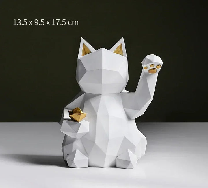 Nordic Minimalism Geometry Lucky Cat Statues | Stornfield