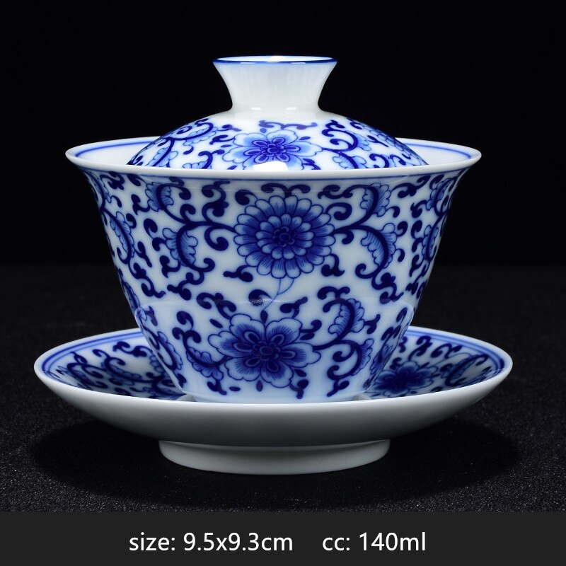 Stornfield | PorceVive Gaiwan Tasse à thé | Porcelaine artisanale avec motif paysage | Service à thé chinois avec couvercle