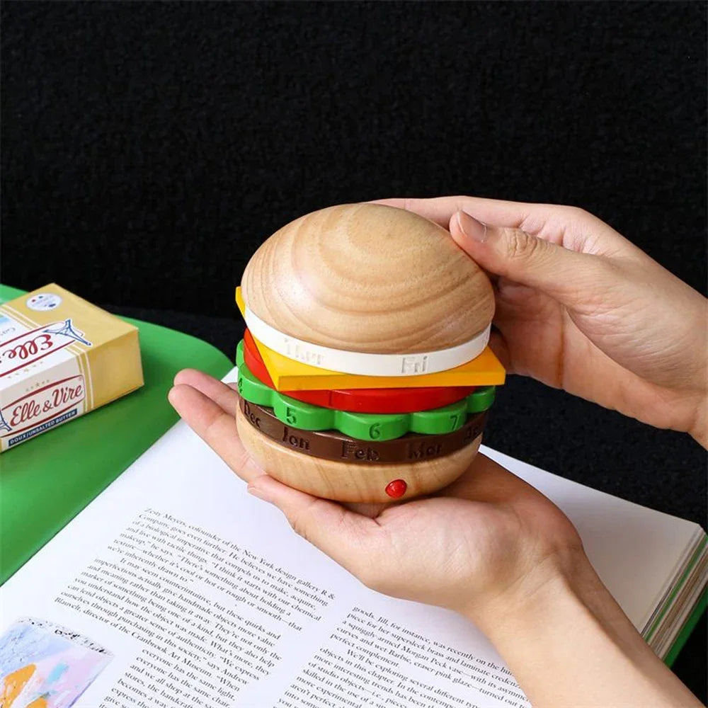 Rotating Wooden Hamburger Decorative Calender | Stornfield