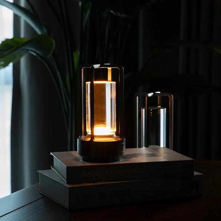 Rechargeable wireless table lamp with crystal glass - Portable LED light for indoor and outdoor areas | Stornfield