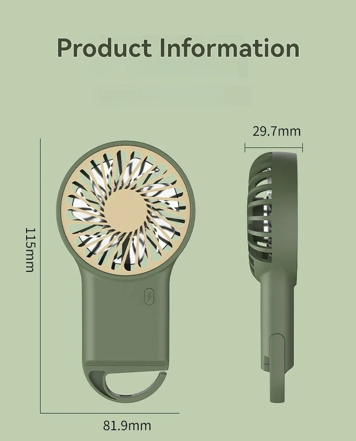 New Foldable USB Rechargeable Mini Fan | Handheld Desktop Fan with Cartoon Design & Hook for Outdoor, Home & Office Use | Stornfield