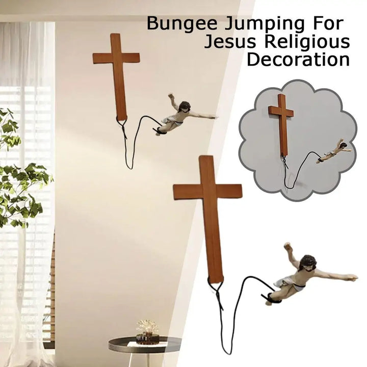 Stornfield | Jesus Bungee Jumping Easter Atmosphere Decorative Ornaments Christ Figure Religious Decorations Holiday Gifts Hanging Ornaments