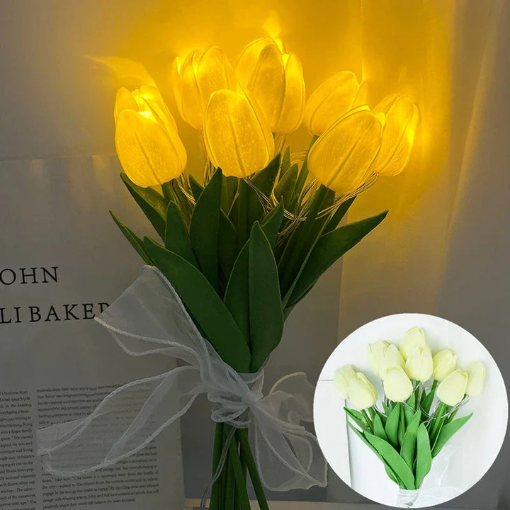 Stornfield | LED Lamp with Artificial Tulip Bouquet Perfect for Gifts or as Home Decorations for Wedding Parties