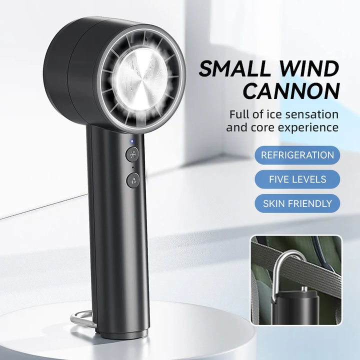 Stornfield | Brisano AirCool Mini Hand Fan with Cooling Function | 5 Speeds | LED Display & USB Charging | Quiet & Portable | For Travel, Office & Outdoor