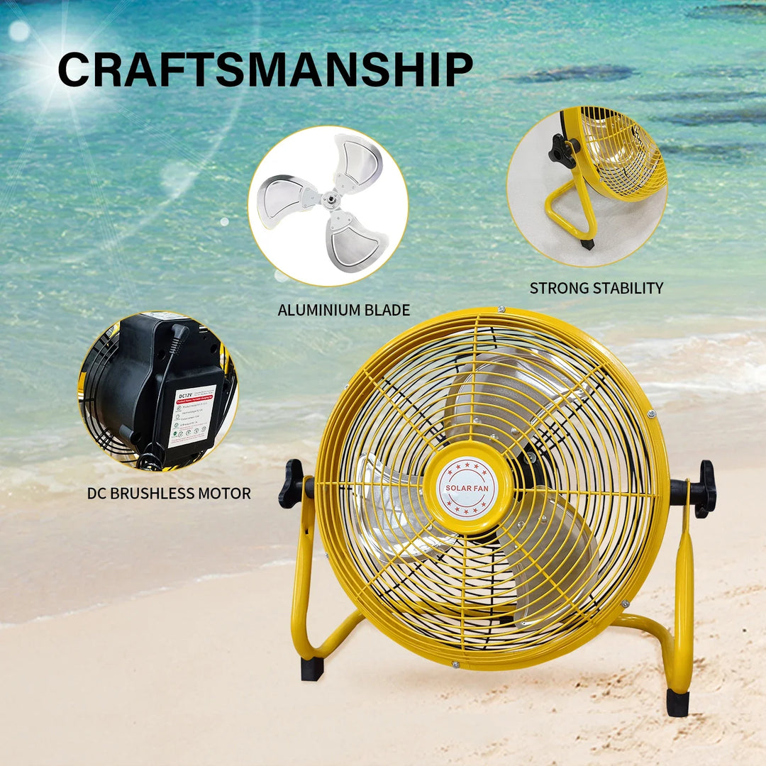 214-Inch Portable Rechargeable Table Fan – Solar & AC Powered Dual Input for Home, Camping & Fishing | Stornfield