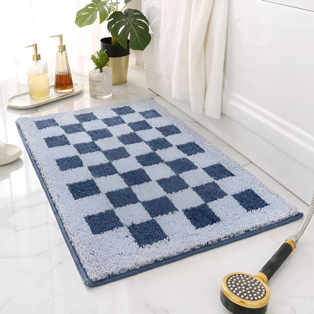 Stornfield | Checked Plush Bath Mat