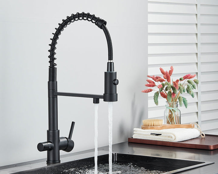 Sandsberg Black Filter Kitchen Faucet with Dual Outlet – Mixing Tap with Water Filter for Kitchens, Water Treatment and Cleaning | Stornfield