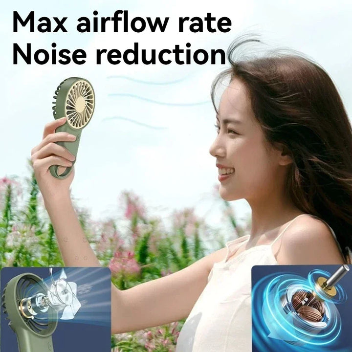 New Foldable USB Rechargeable Mini Fan | Handheld Desktop Fan with Cartoon Design & Hook for Outdoor, Home & Office Use | Stornfield