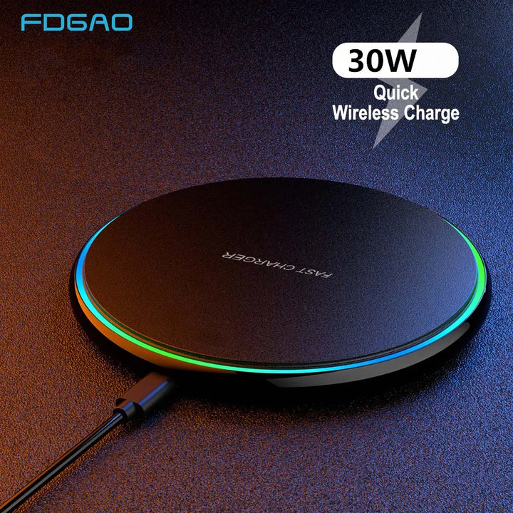 Stornfield | 30W Fast Wireless Charging Pad | Premium USB C Charging Cable MagSafe Charger for Apple iPhone, Samsung & Android - Fast Wireless Charging Pad