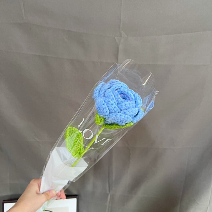 Bouquet of hand-knitted roses