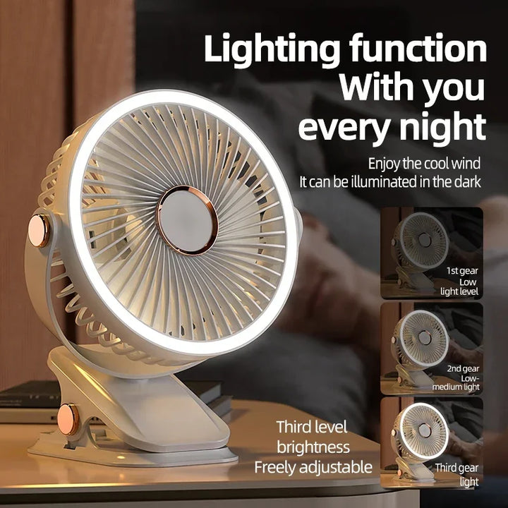 Multi-Angle Outdoor Clip-On Rechargeable Cooling Fan | Stornfield