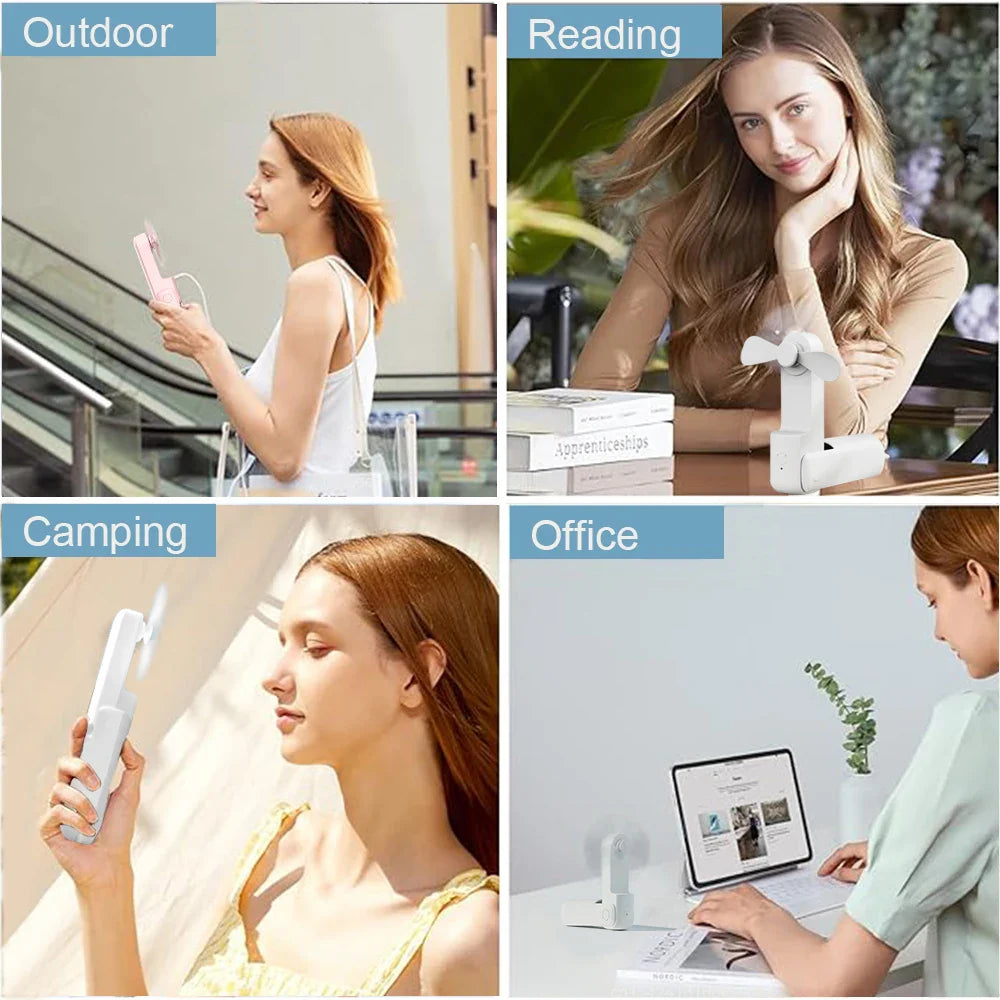 Portable Mini Handheld USB Fan – Rechargeable Folding Pocket Fan with Battery, Cooling Hand Fan and Power Bank Function | Stornfield