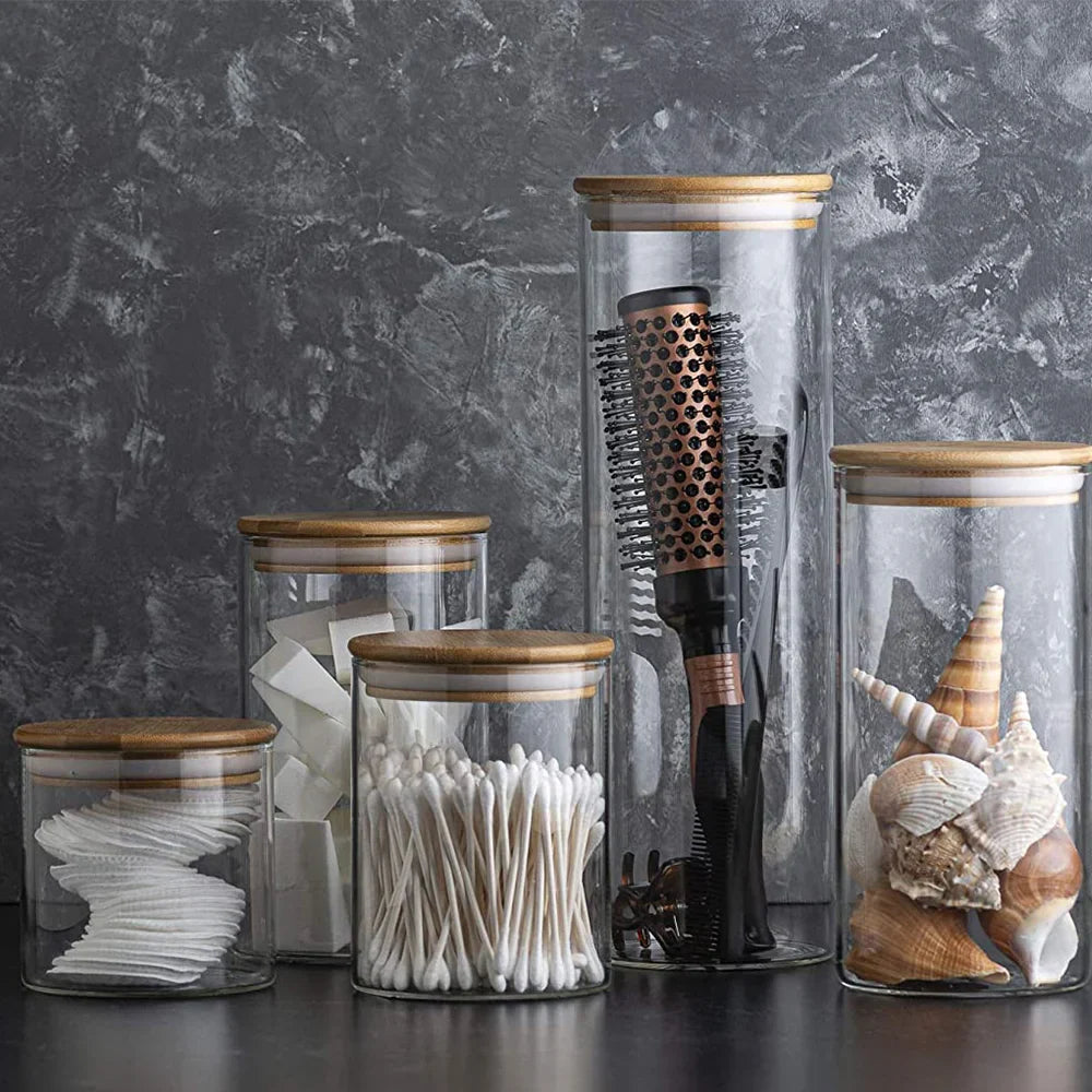 PureVorrat Glass Container Set – Storage Jars with Wooden Lid | Airtight & Stylish | Modern Kitchen Storage | Stornfield