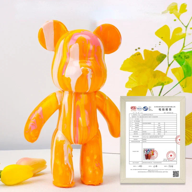 Stornfield | Graffiti Painted Bear Fluid Violent White Body Ornaments DIY Handmade Customized Model Desktop Decoration New Accessories