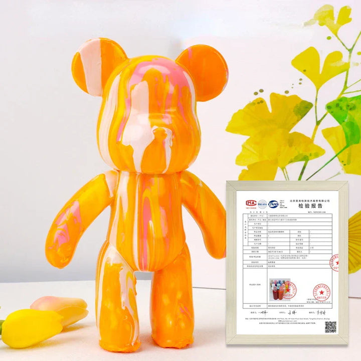Stornfield | Graffiti Painted Bear Fluid Violent White Body Ornaments DIY Handmade Customized Model Desktop Decoration New Accessories