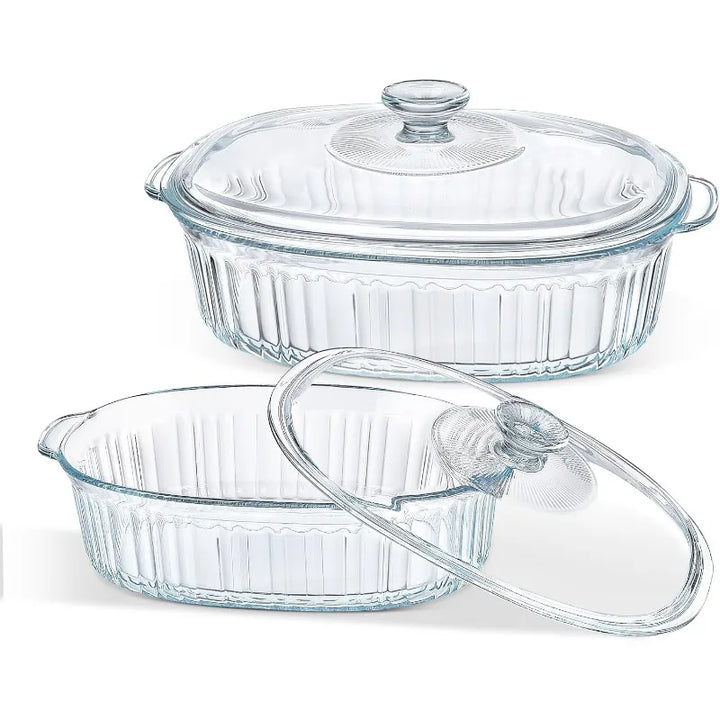 Stornfield | 4-Piece Glass Bakeware Set with 2 Glass Baking Dishes with Glass Lids, 1.9 Qt and 3 Qt