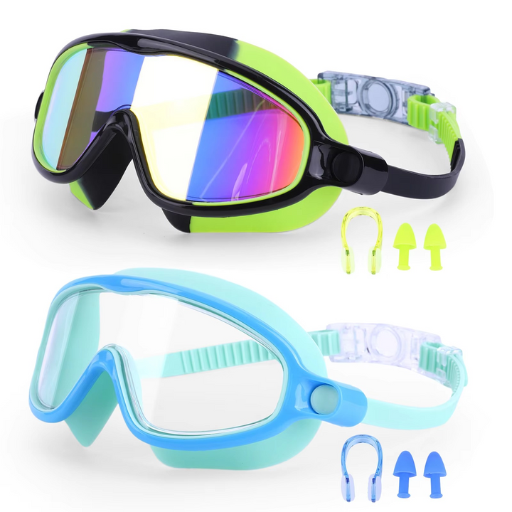 Stornfield | 2-Pack HD Swimming Goggles with Earplugs, Wide-View Waterproof Dive Mask