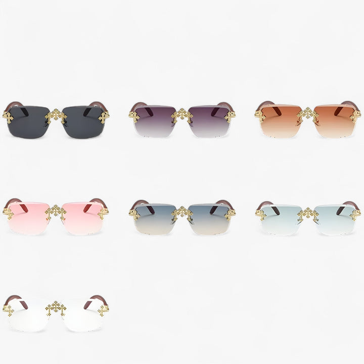 Rimless Steampunk Sunglasses with Metal Accents – Nirex | Stornfield