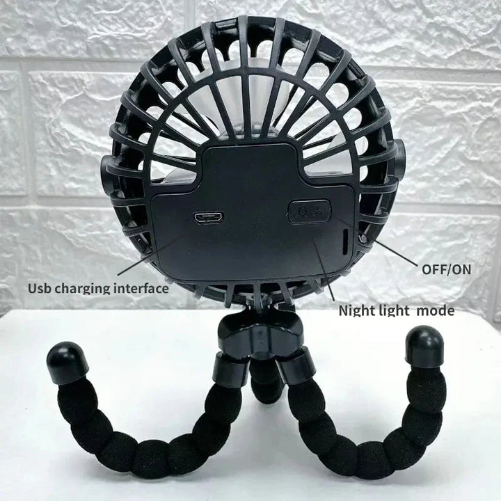 Rechargeable Baby Stroller Fan: Handheld USB Bladeless Mini Ventilator - Silent Cooling for Outdoor Use, Neck and Table Fan | Stornfield
