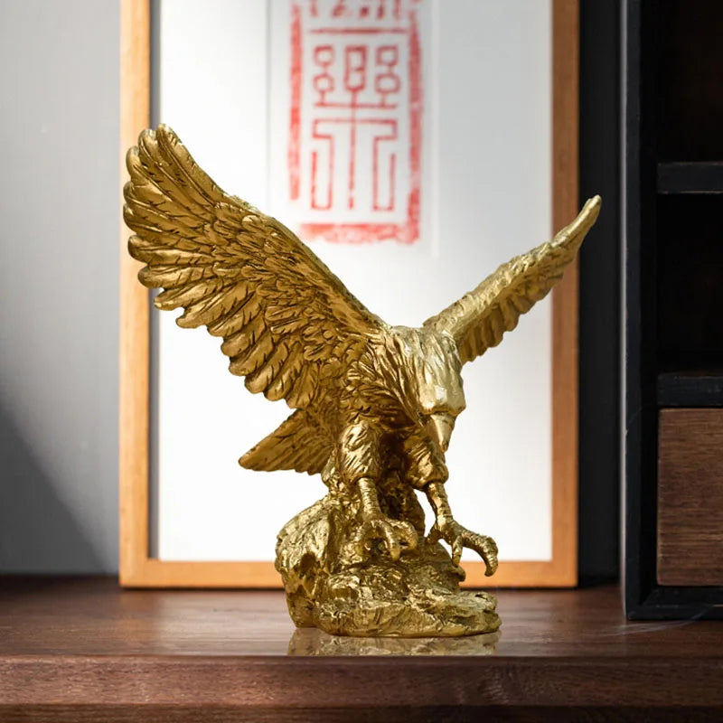 Stornfield | Resin Golden Eagle Statue Art Animal Model Collection Ornament Office Home Decor Feng Shui Simple Figurines