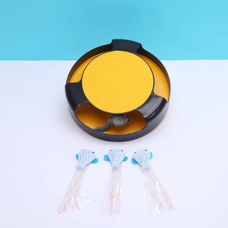 Stornfield Interactive Cat Toy with Rotating Mouse & Scratching Area