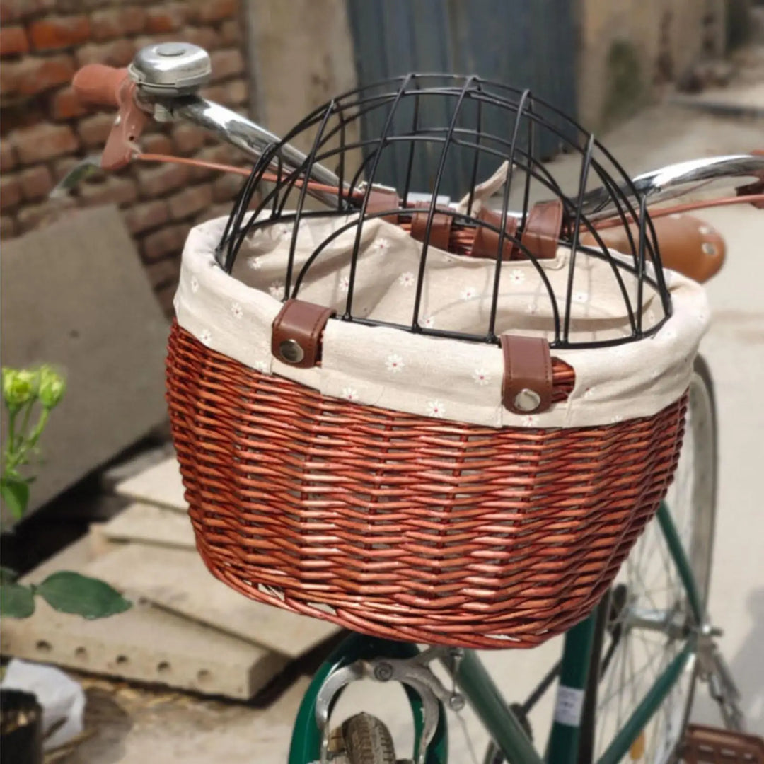 Stornfield | PawRide | Front-Mounted Wicker Dog Bike Basket – Safe, Stylish & Weatherproof