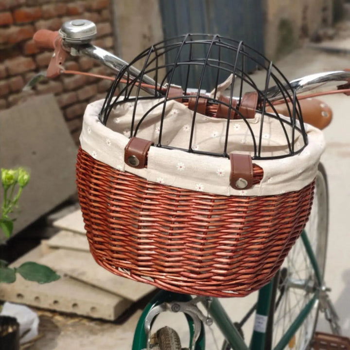 Stornfield | PawRide | Front-Mounted Wicker Dog Bike Basket – Safe, Stylish & Weatherproof