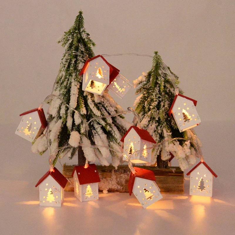 Bright Wooden Christmas Tree Decoration – LED String Lights for Festive Illumination | Stornfield