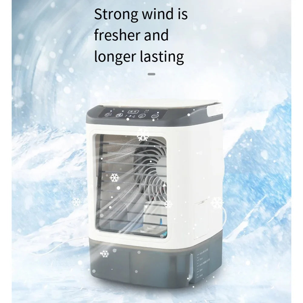 USB Portable Mini Air Conditioner Fan – 3-Speed Desktop Cooling Fan with LED Night Light, Air Cooler for Home, Office, and Camping | Stornfield