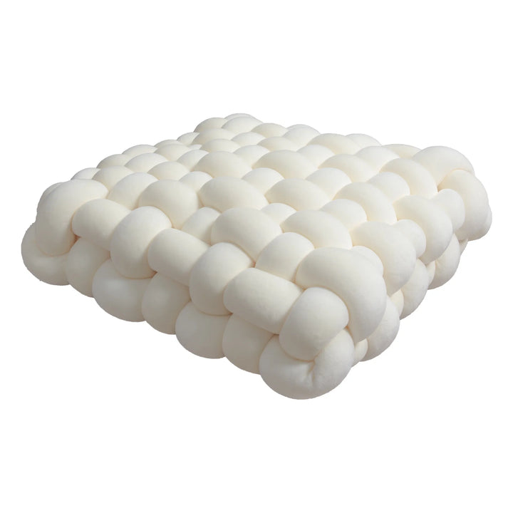 Stornfield | Coussin en peluche doux en forme de nœud pour salon, coussin de canapé, couleur unie, carré, coussin de jeté à main, coussin de siège tissé carré