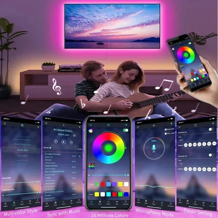 Stornfield | RGB 5050 LED Strip with Remote and App Control - USB Powered