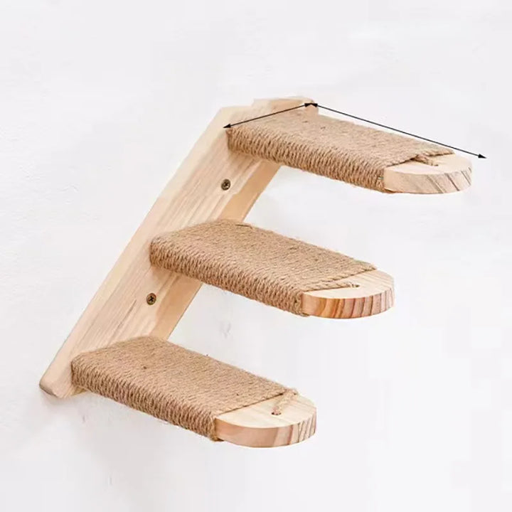 Cat climbing ladder for wall mounting, made of wood with sisal, Stornfield