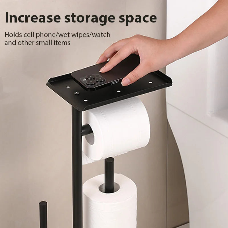 Toilet paper holder with brush & shelf | Stornfield