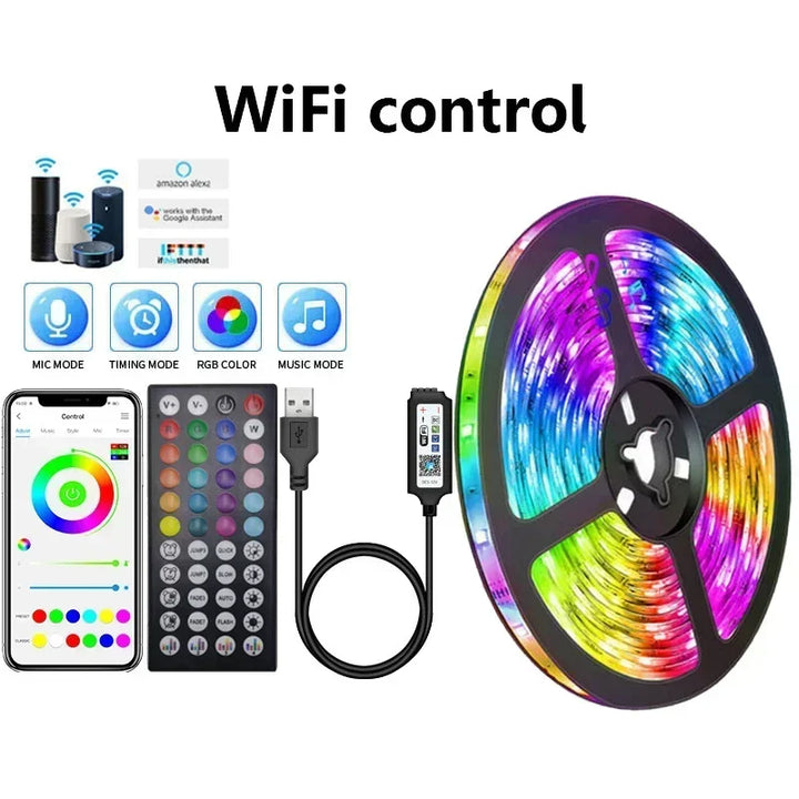 Stornfield | RGB 5050 LED Strip with Remote and App Control - USB Powered