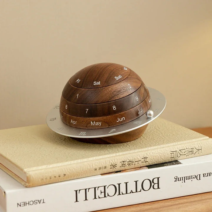 Cosmic Cycle Minimalist Rotating Wooden Calendar | Stornfield